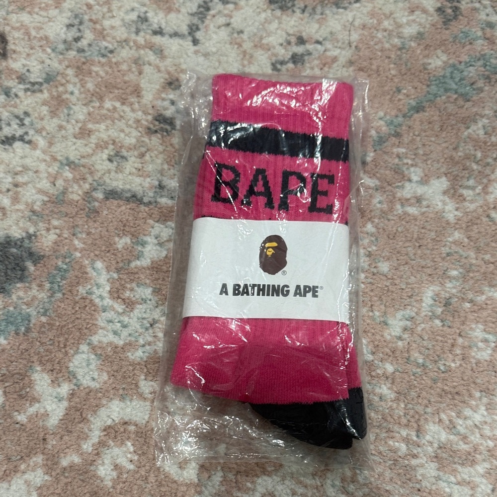 Bape Vibrant Pink and Black Casual Socks